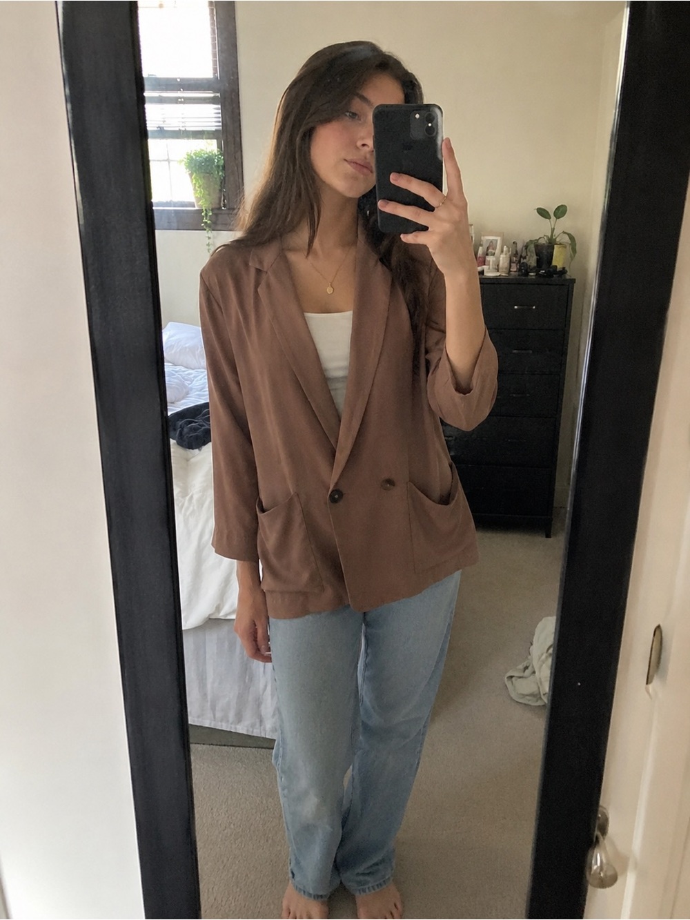 Babaton Warm Beige Relaxed Blazer Jacket
